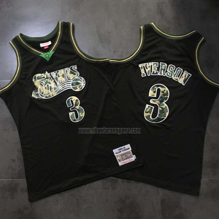 Camiseta Philadelphia 76ers Allen Iverson NO 3 Camuflaje Verde